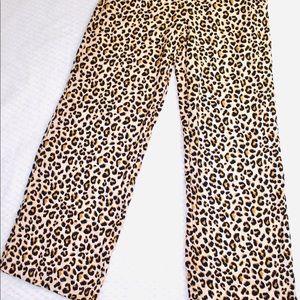 High Waist Wide Leg Leopard Print Pants